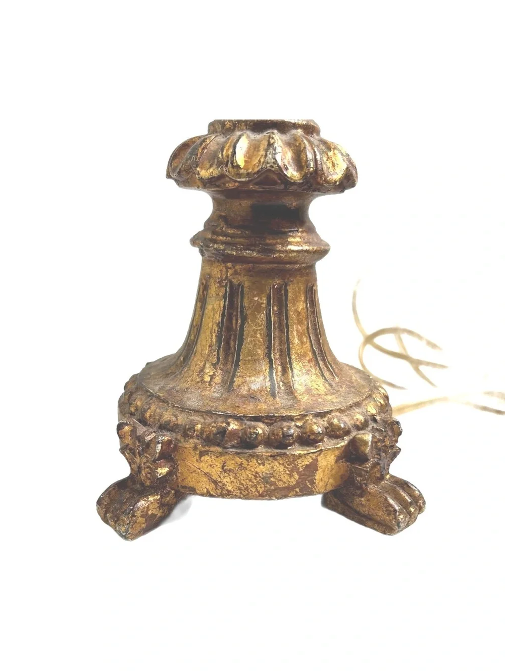 Vintage Hollywood Regency Gold Gilded Candlestick Table Lamp